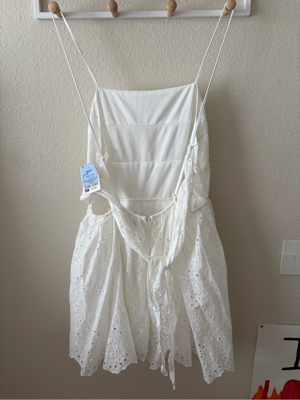 Trixxi White Eyelet Lace Mini Dress with Adjustable Spaghetti Straps